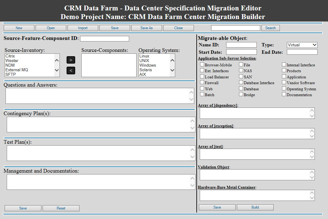 Data Center Migration Editor