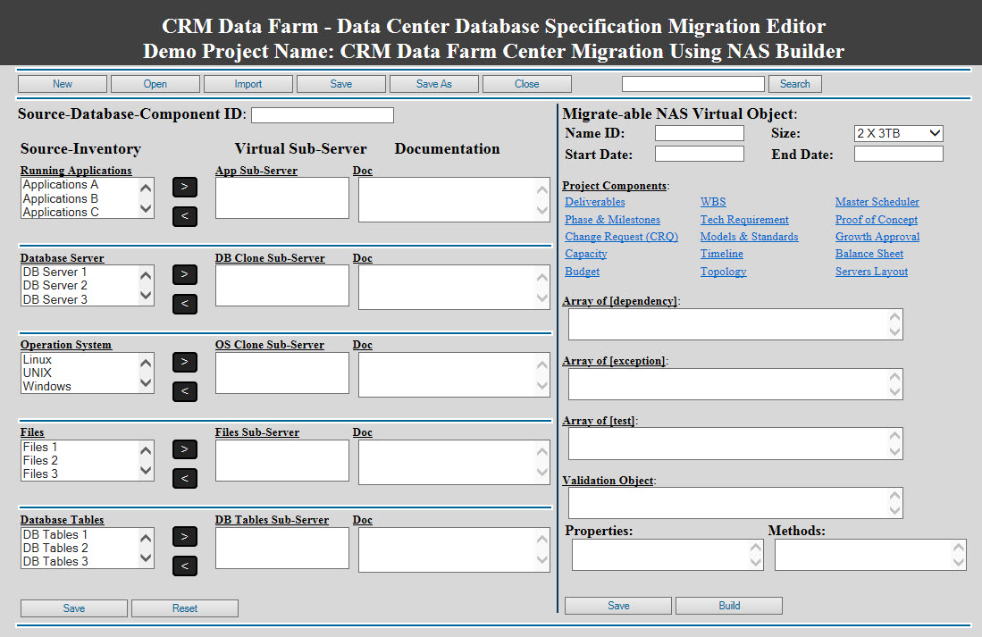 Data Center database Migration using NAS Editor