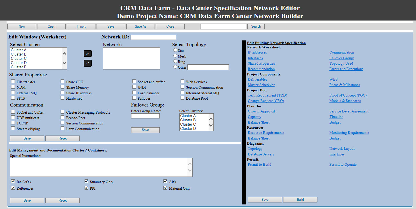 Data Center Specification Network Editor
